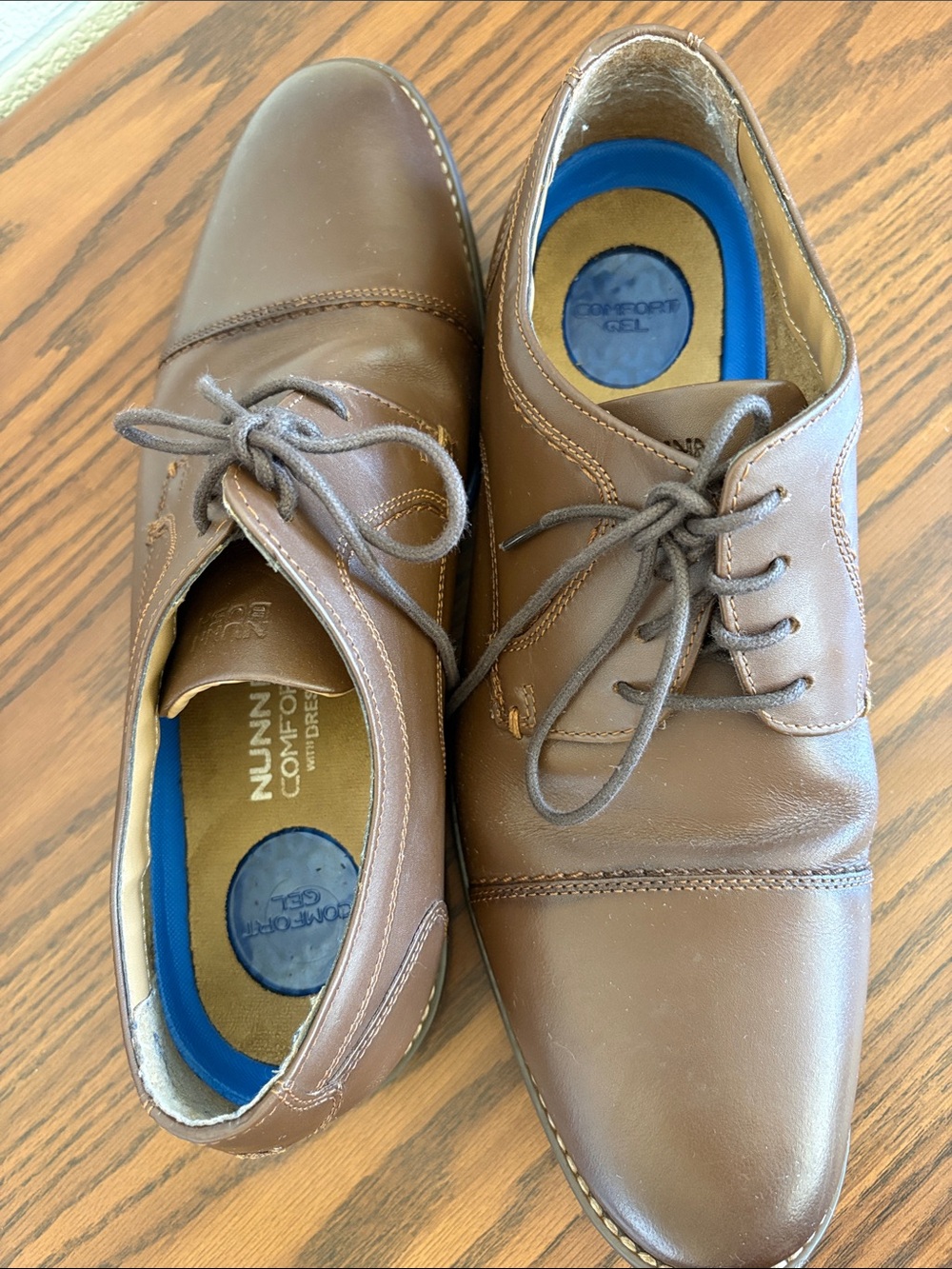Nunn Bush Tan-Brown Leather Lace-Up Oxfords